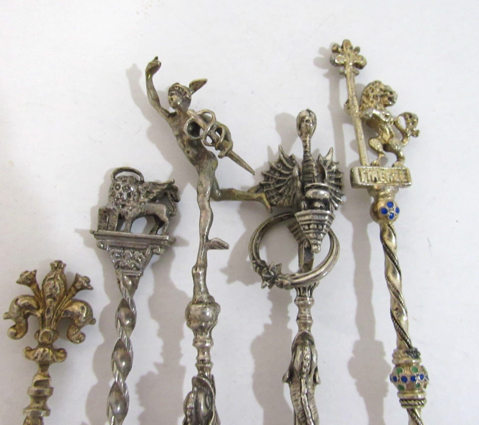 Set of 5 Antique Silver Spoons from Italy Florence Venice Rome Ornate & Detailed 2
