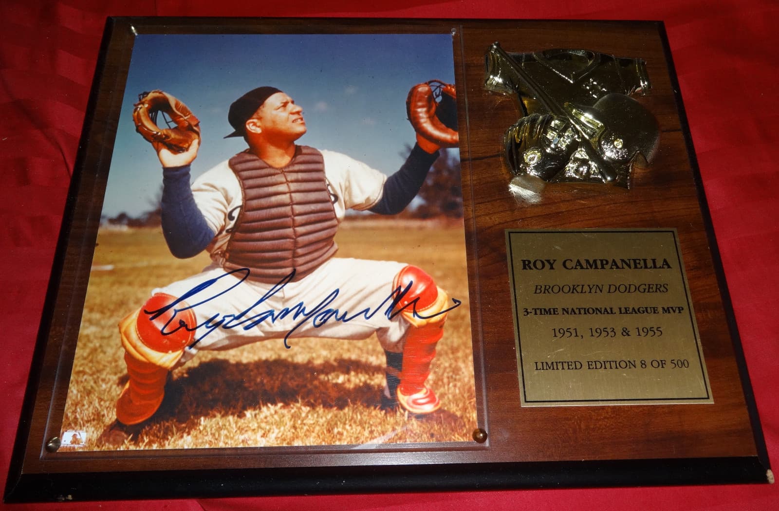 Brooklyn Dodgers ROY CAMPANELLA Authentic Signed Photo On Plaque HOF