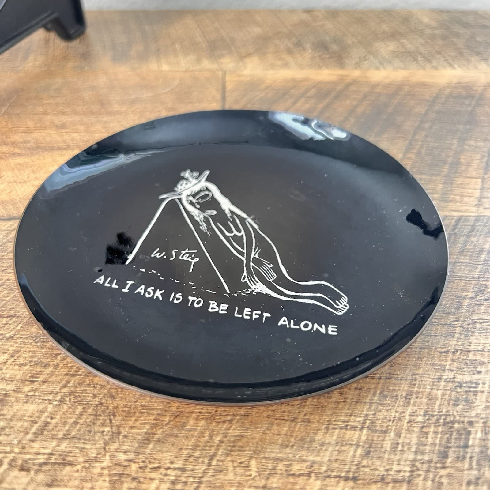 Mid Century William Steig Black "All I Ask... " Copper Enamel Plate Vintage 5