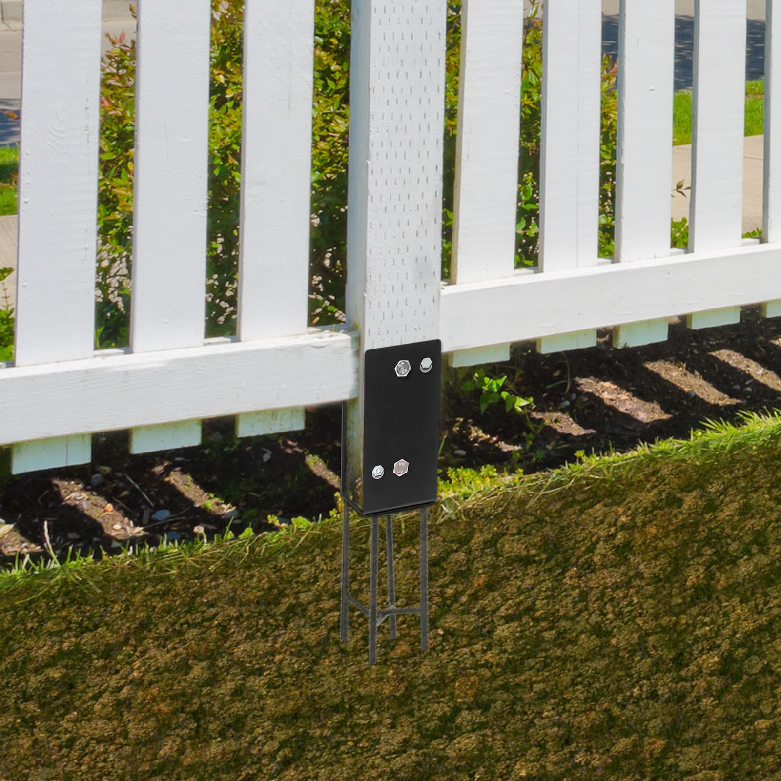 U-Shaped Carbon Steel Post Base Holder for Concrete Foundations - Black 2