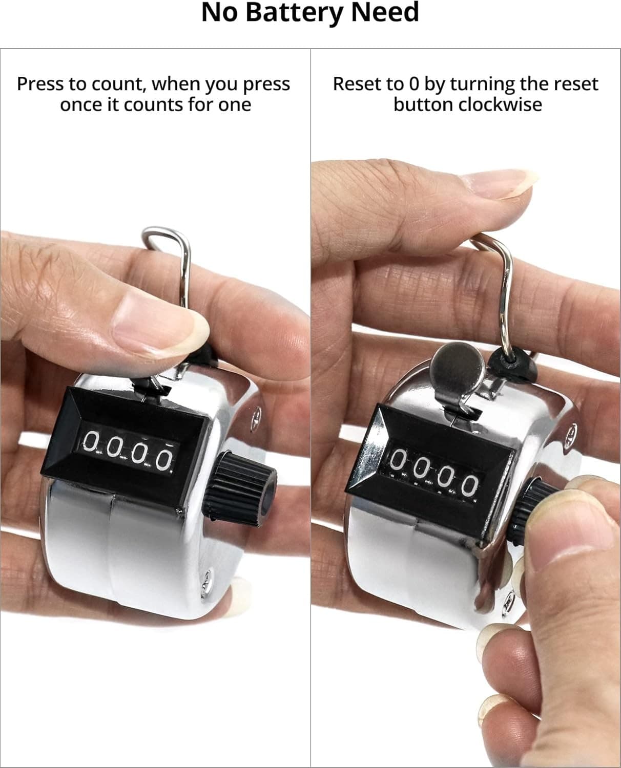 QWORK Metal Tally Counters Four-Digit Hand Counter, 3 Pcs Digital Counting...  4