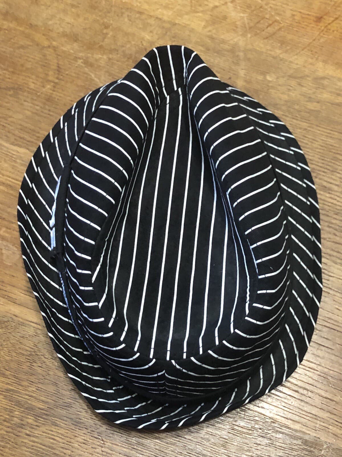 Cirque Du Soleil Michael Jackson One Pinstripe Fedora Brimmed Hat L/XL Black Wht 6