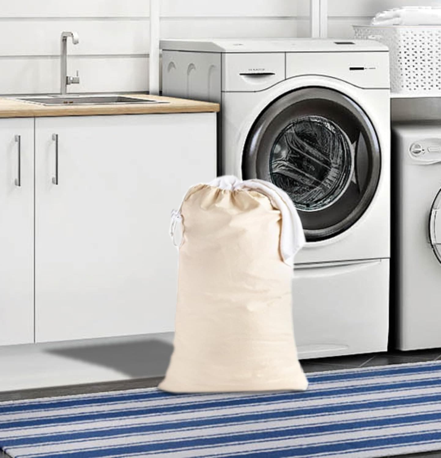 COTTON CRAFT Extra Large Laundry Bags - Heavy Duty Cotton Canvas Drawstring Clos 3