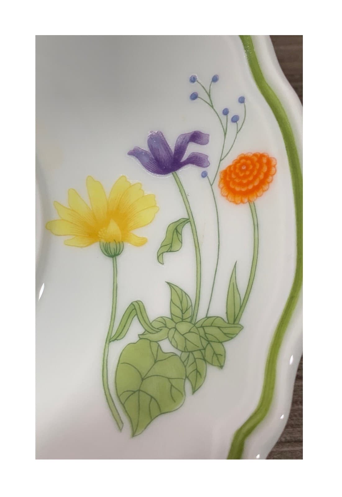 SCALLOPED EDGE GARDEN FLOWERS DEMITASSE CUP SAUCER BY DENBY LIMOGES FRANCE 5