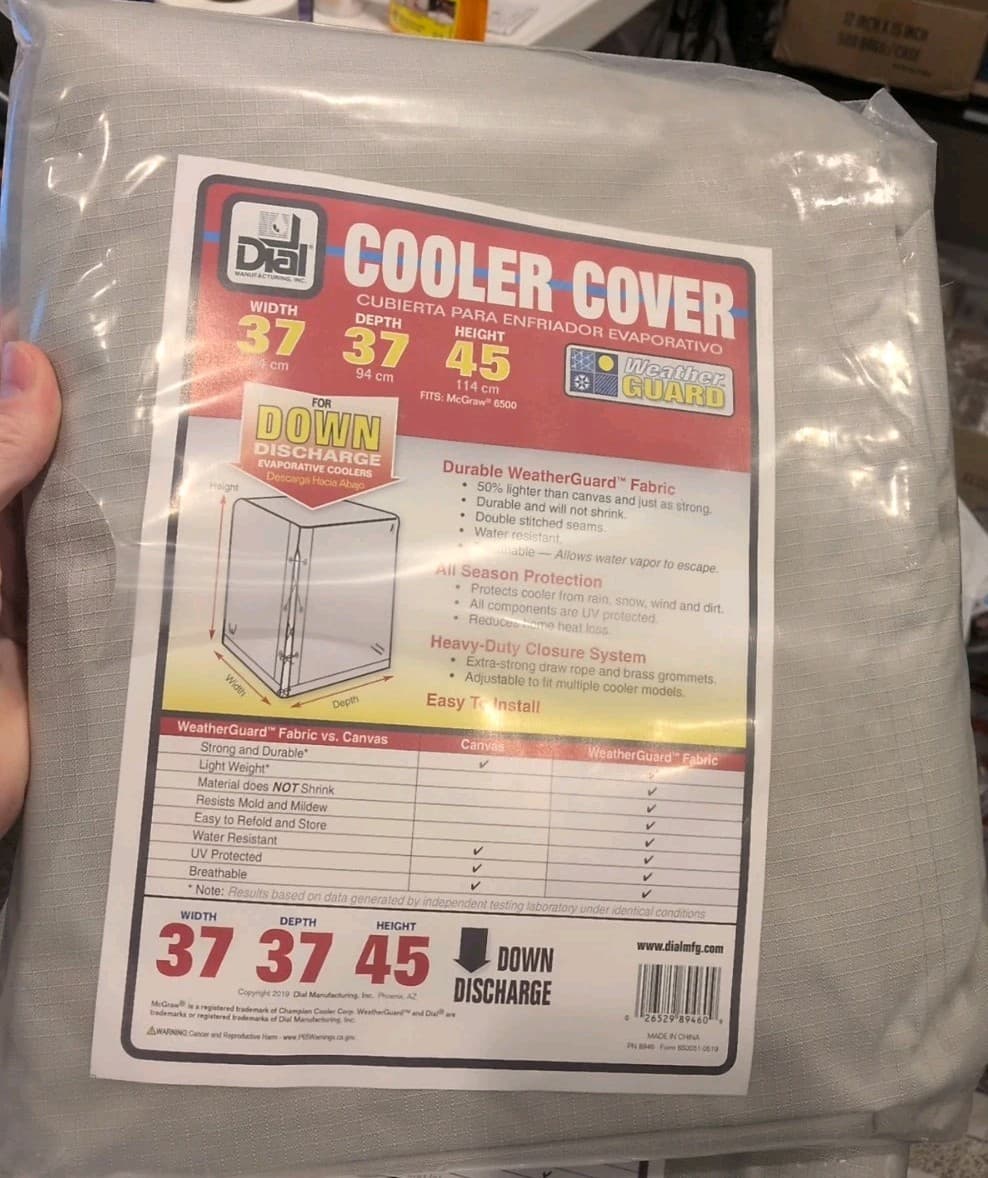 Dial 8946 Gray Polyester Evaporative Cooler Cover 45 H x 37 W x 37 D in.