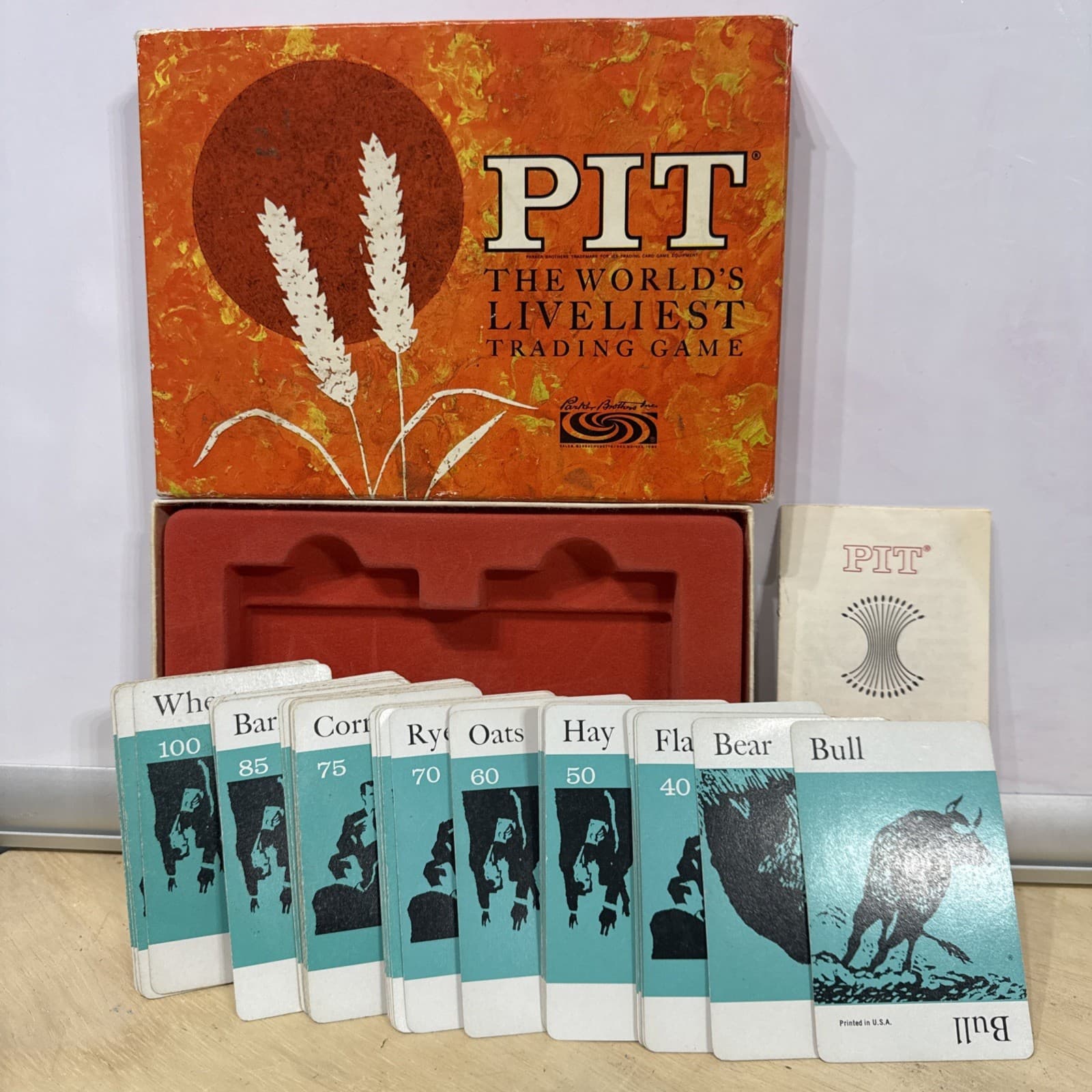 VINTAGE 1964 PARKER BROTHERS PIT CARD GAME No. 660 COMPLETE IN ORIGINAL BOX