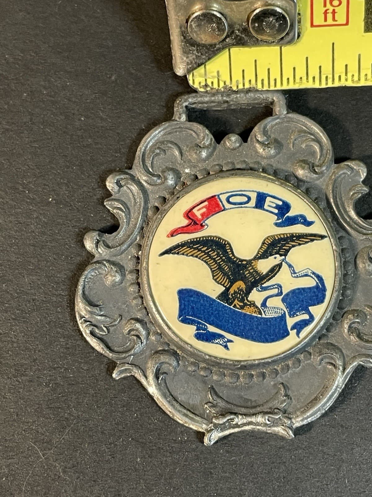 FOE Fraternal Order of Eagles Watch Fob Celluloid & Metal 3