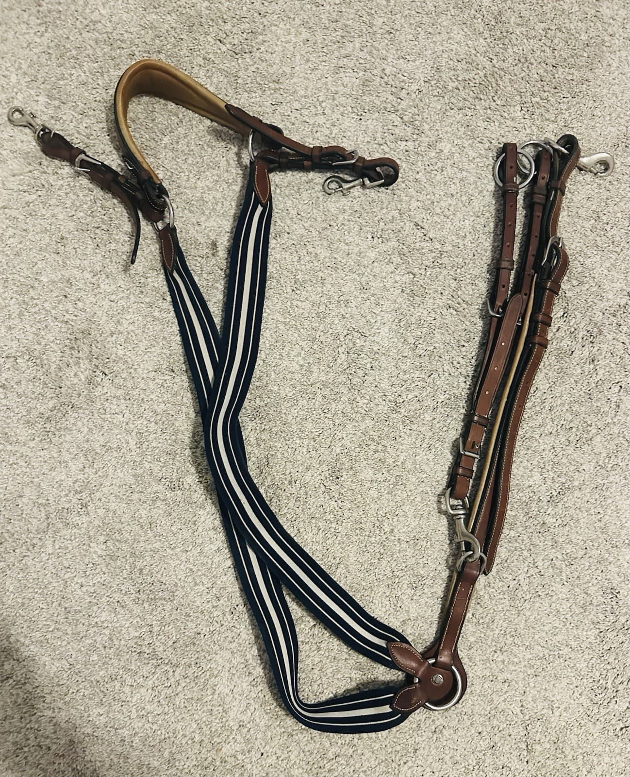 Antares Brown Bridge Breastplate for Full Size Horse with Running Martingale 2