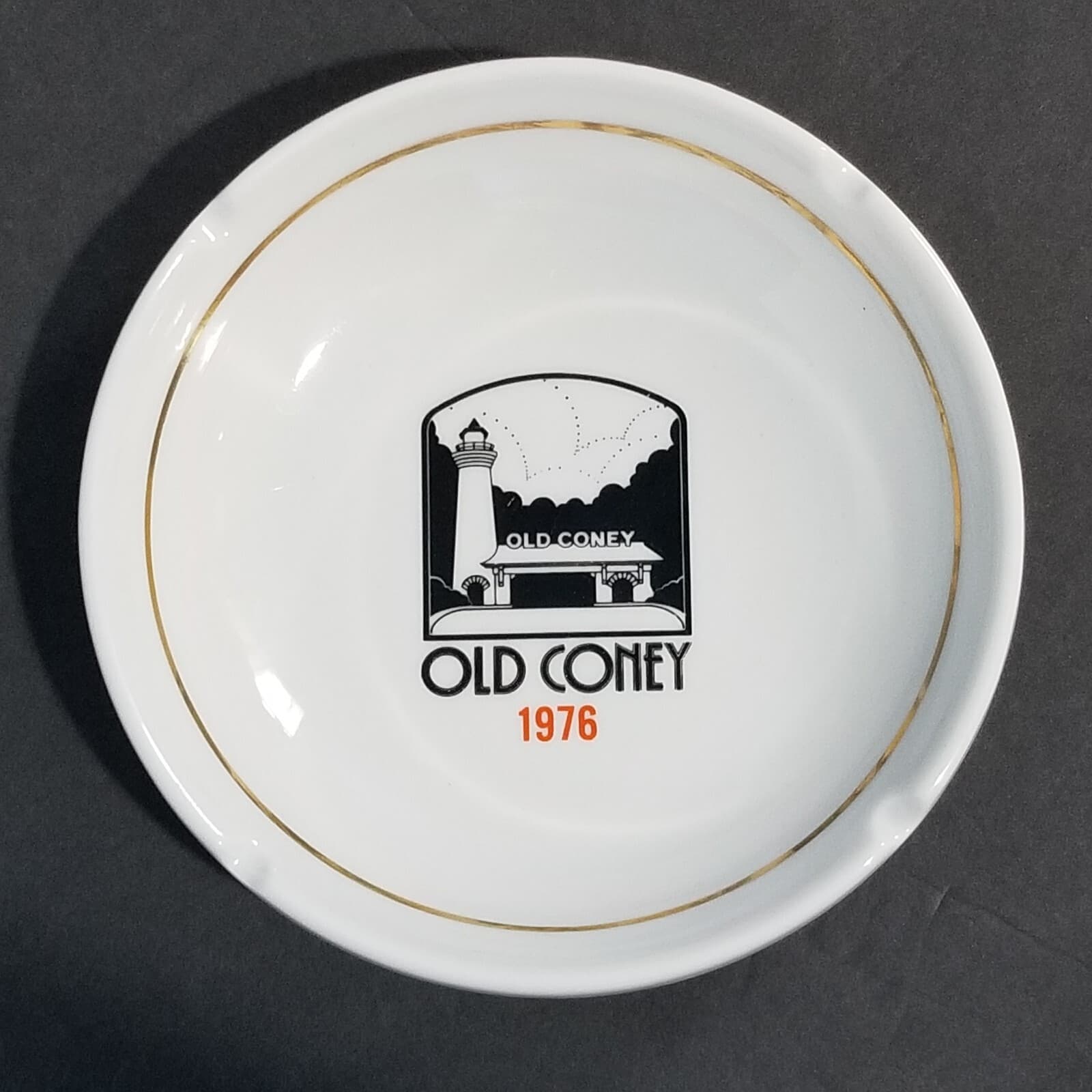 Vintage Cincinnati Ohio 1976 Old Coney Ashtray 7 Inch Round Ceramic 