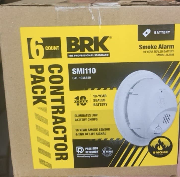 BRK Smoke Alarm Contractor Pack 6 Pack SMI110 First Alert Detectors NEW Battery