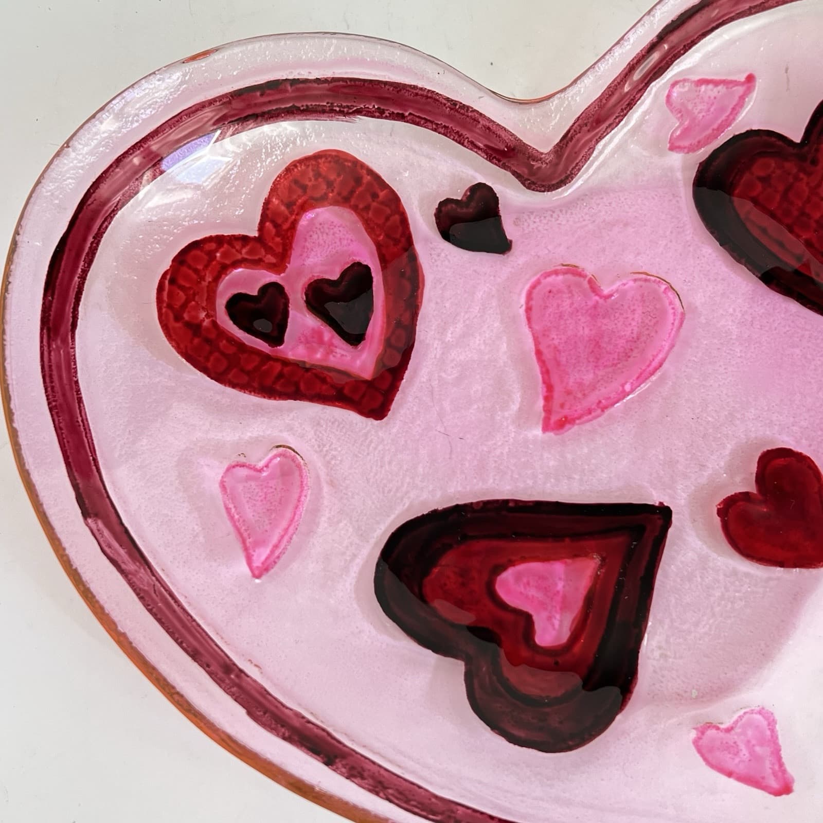 Valentine Clear Glass Heart Shaped Plate With Hearts Love Anniversary Gift 11 In 3