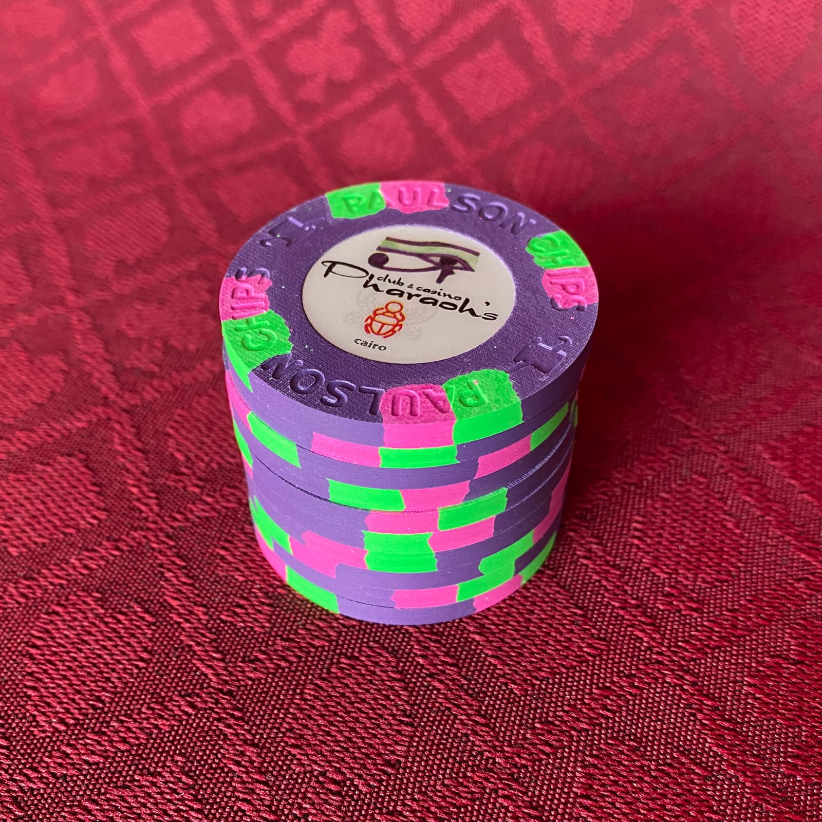 10 Qty Paulson TH&C Pharaoh's Club Casino Poker Chips PURPLE NCV NEW RARE 2