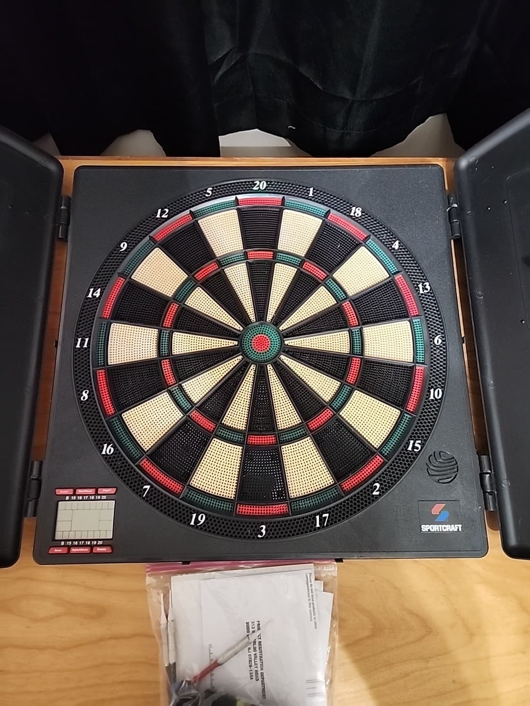 Sportcraft Indoor Electronic Soft Tip Dart Board/Cabinet With Darts 2