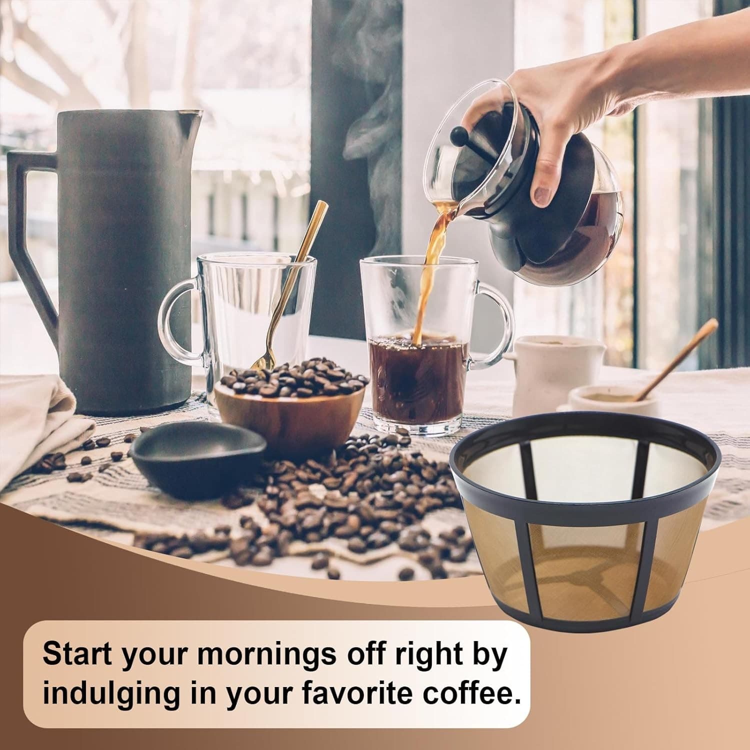 2 Pack Reusable Coffee Filter Replacement for BUNN 8 10 12 Cup Coffee Maker and  6