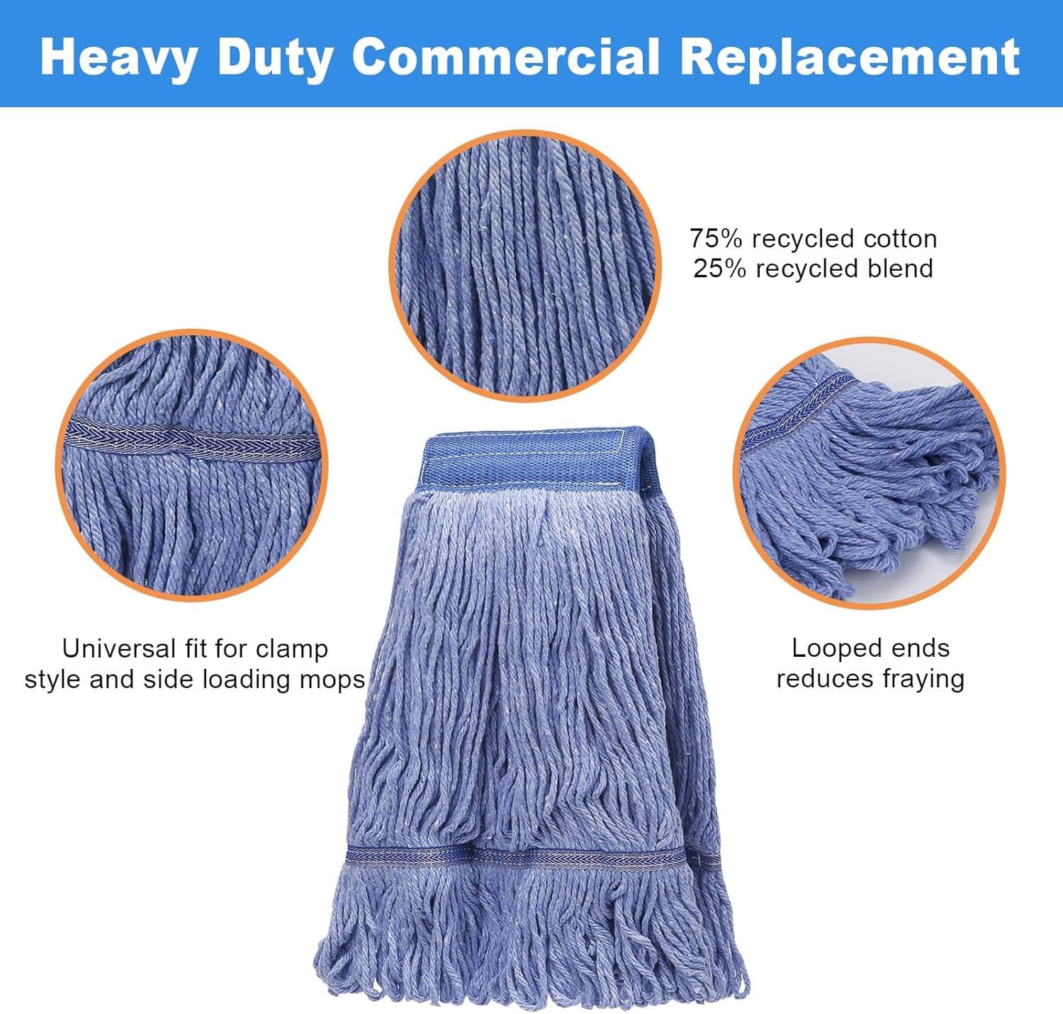 2 Pack Mop Head Replacements,General Cleaning Mop Heavy Duty Commercial and I... 2