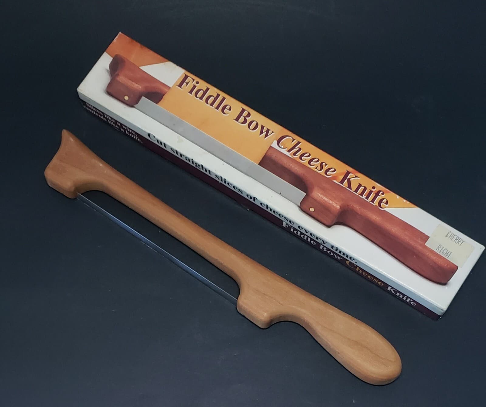 Fiddle Bow Cheese Knife Cherry Wood Right Hand Montana, USA Handmade 4