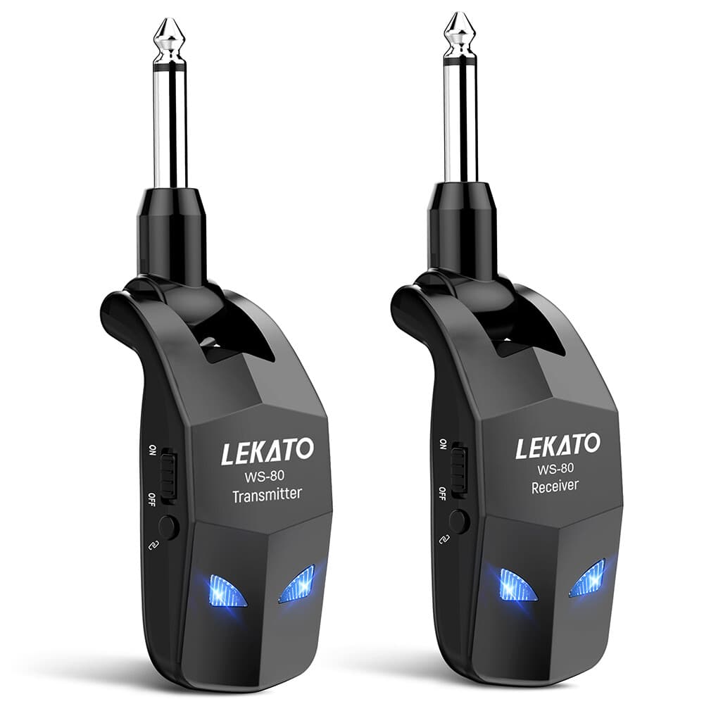 LEKATO Guitar Wireless Transmitter Receiver System 2.4Ghz 4 Channel Rechargeable 2