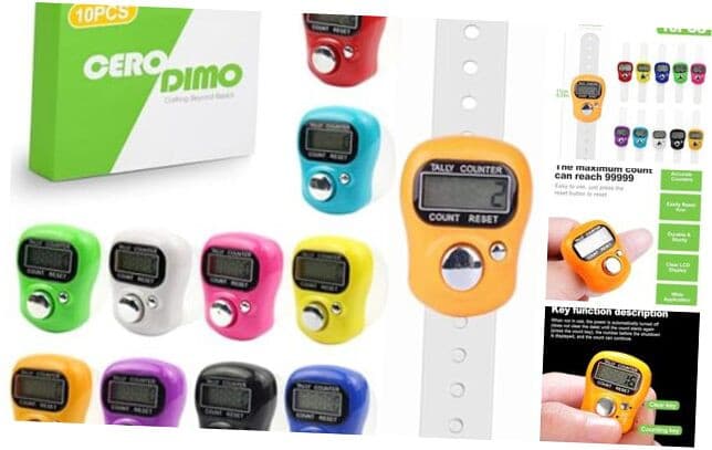 10-Pack Mini LCD Digital Finger Clicker Counter, 5-Digit Handheld Tally