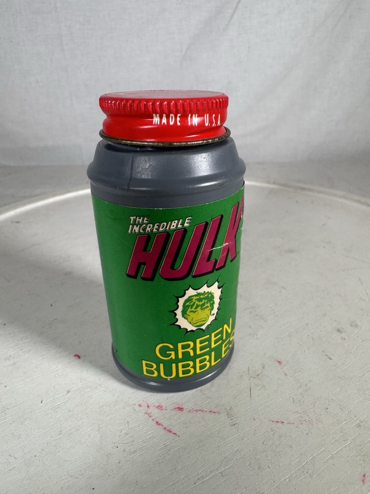 Bubble Machine Marvel Incredible Hulk Larami 1979 Container Green bubbles empty 3