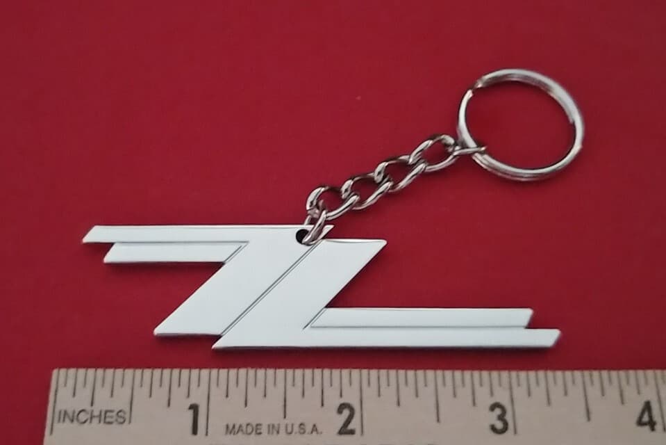 ZZ TOP Key Chain Keychain Chrome Short Version With 5 Thick Chain Links 2-Sided 2
