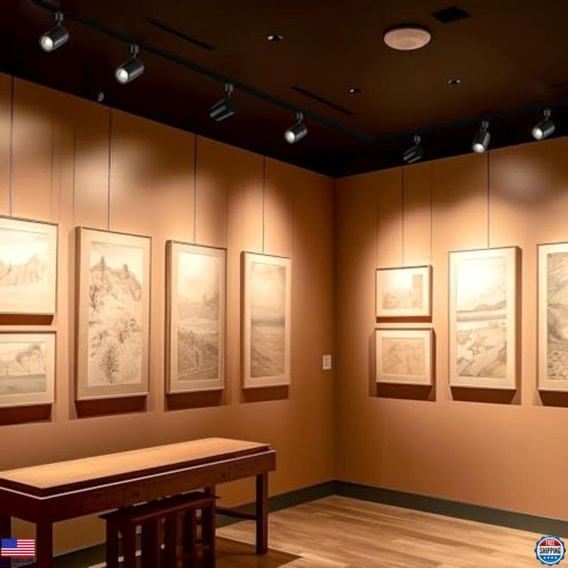 13FT Black H Track Lighting Kit with Dimmer, White Rails, Floating Canopy & 5