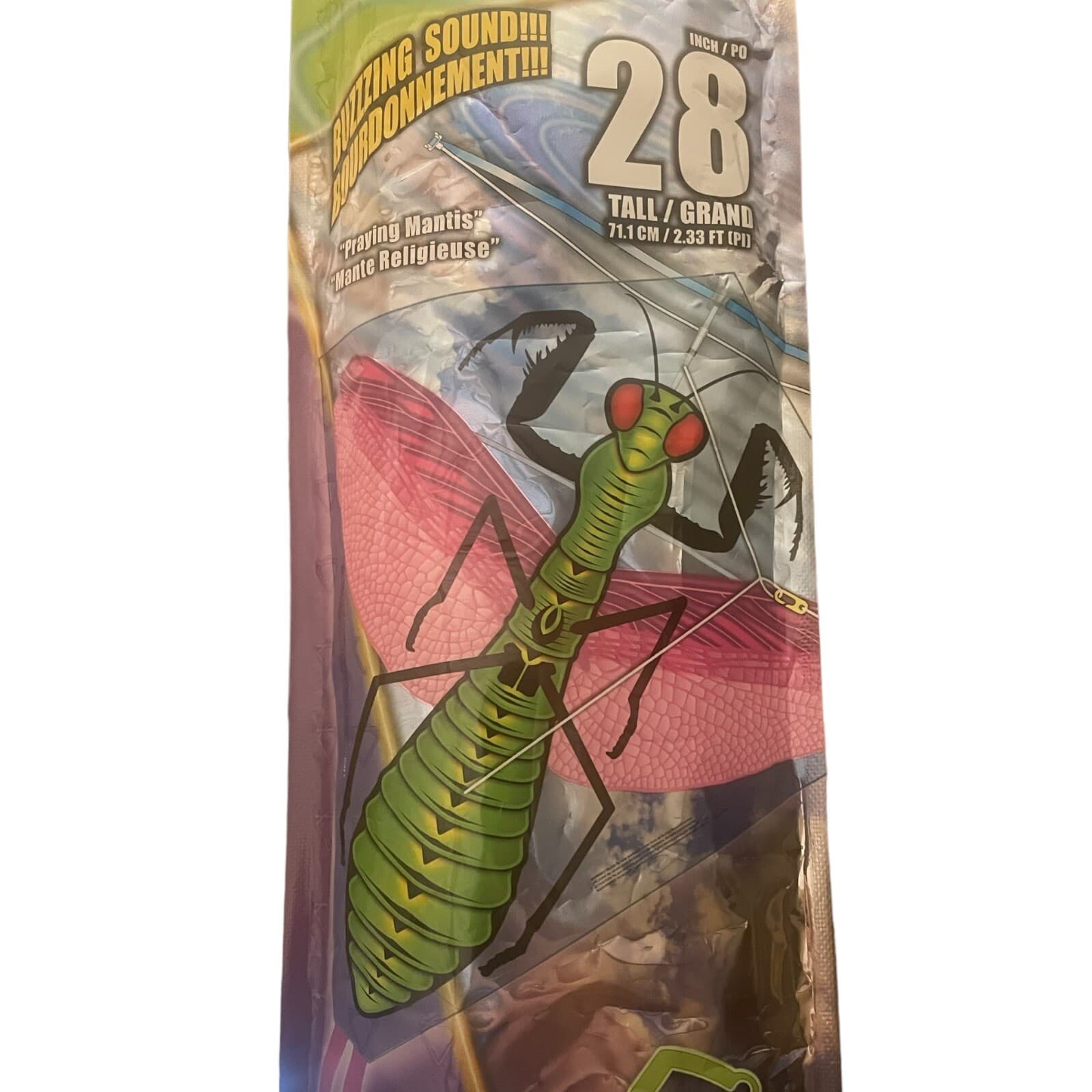 X Kites Buzzing Praying Mantis Kite with Handle Line & Sky Tails 28 in Wide New 5