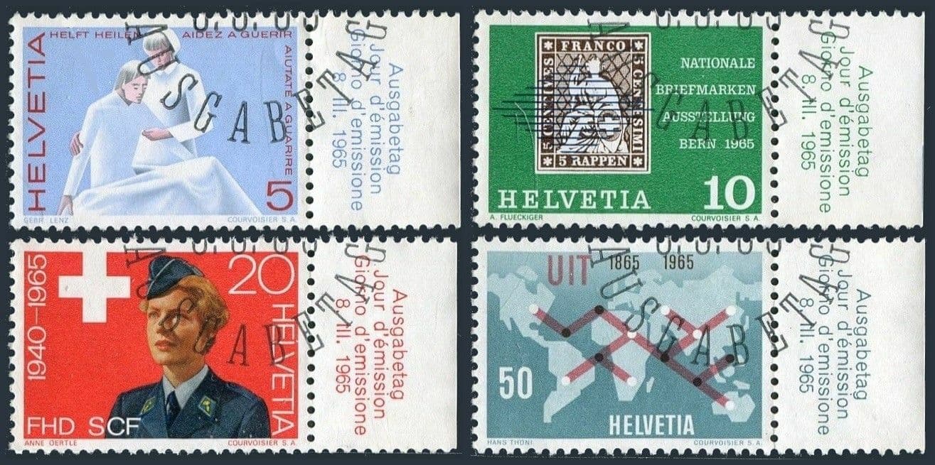 Switzerland 462-465, CTO. Michel 808-811. Nurse, Patient; ITU-100. NABRA-1965.