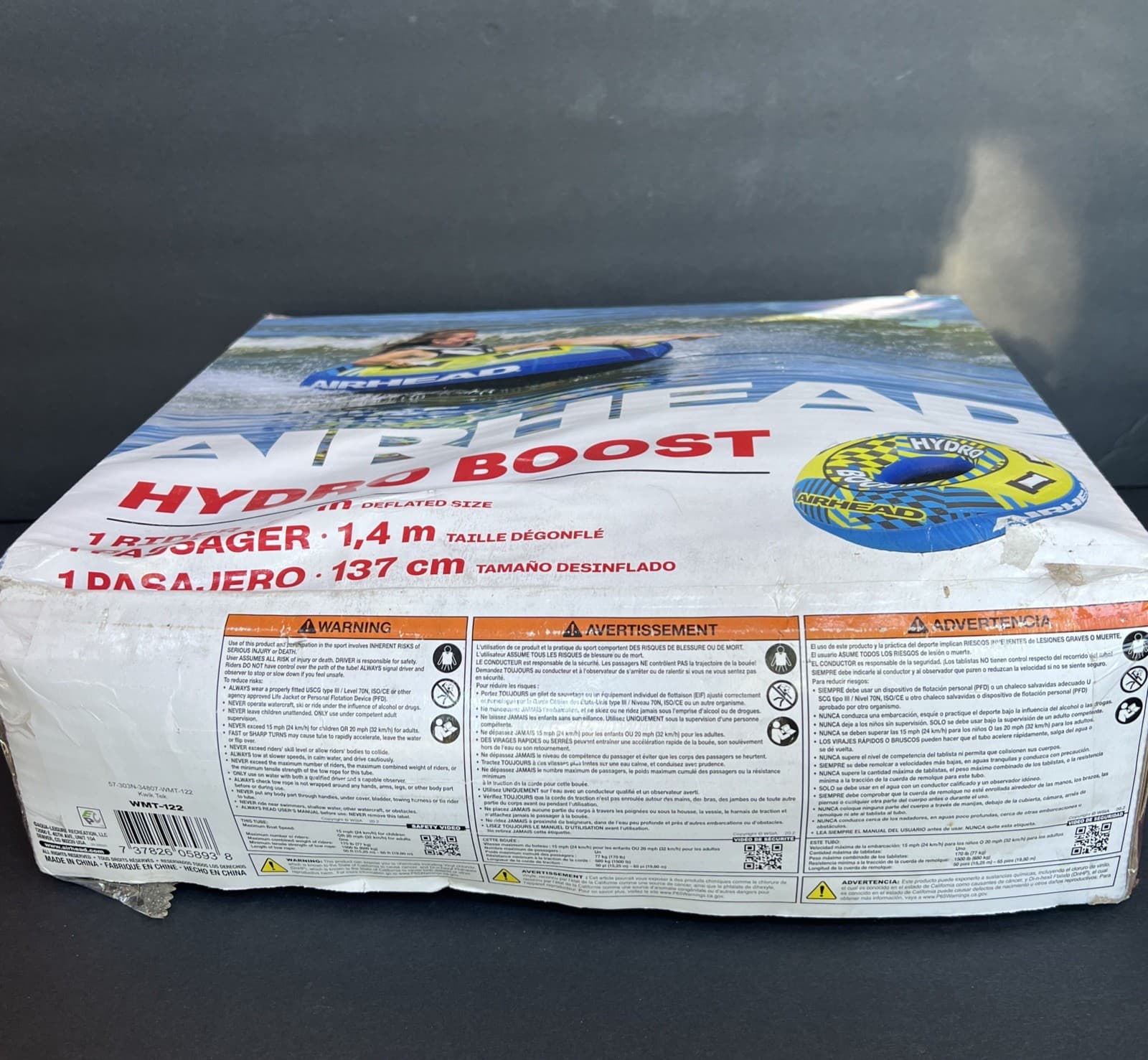 Airhead Hydro Boost 54 in Towable Tub Ski Water Sports Inflatable New In Box 4