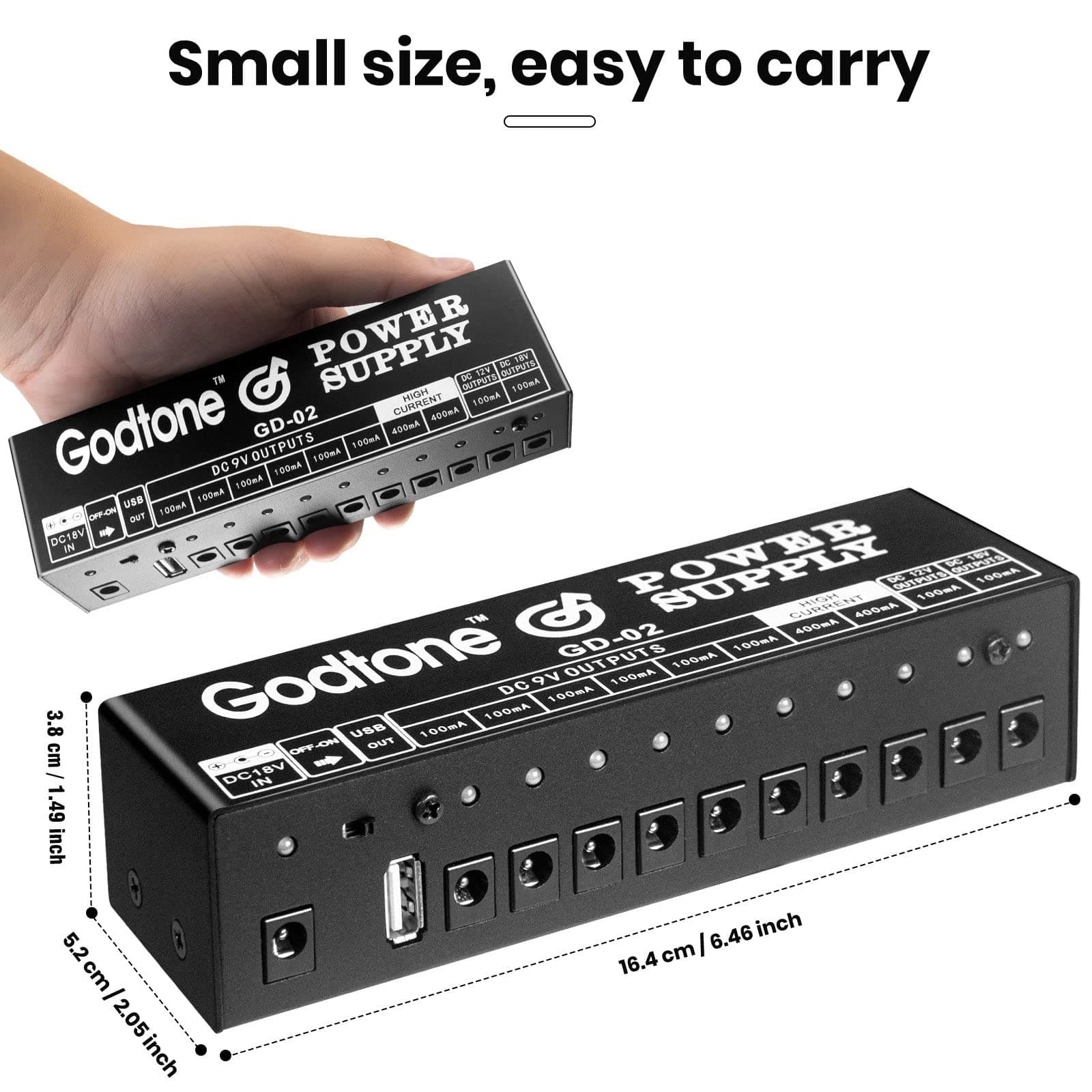 Guitar Pedal Power Supply 10 Isolated DC Output for 9V/12V/18V, 100mA 400mA E... 5