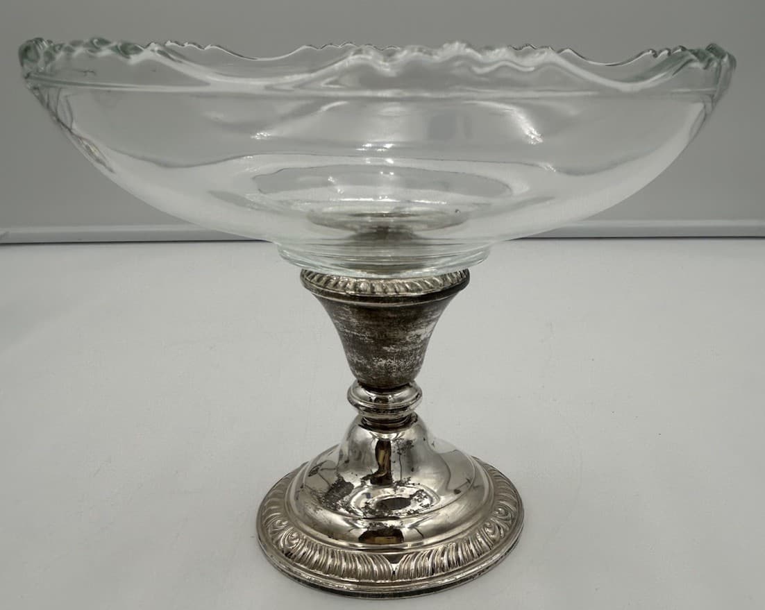 2 Frank M Whiting Sterling Silver 2000 Crystal Compote Bowls Dishes VTG 3