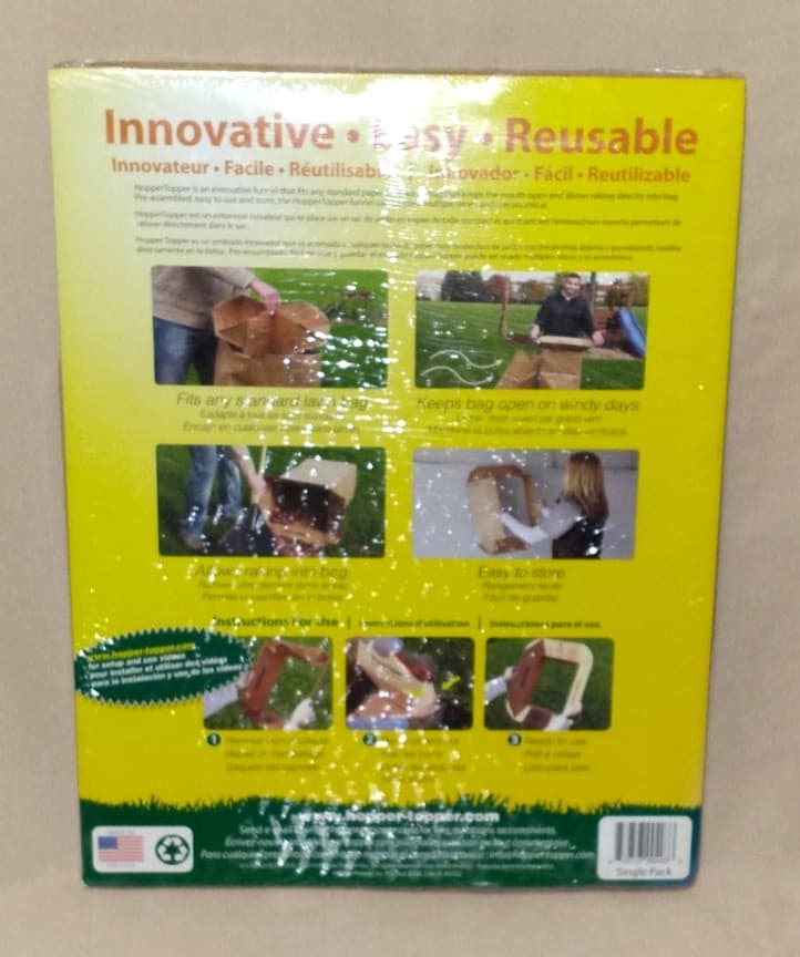 HOPPER TOPPER Lawn Leaf Yard Cleanup Funnel Easy To Store & Reusable Made In USA 2