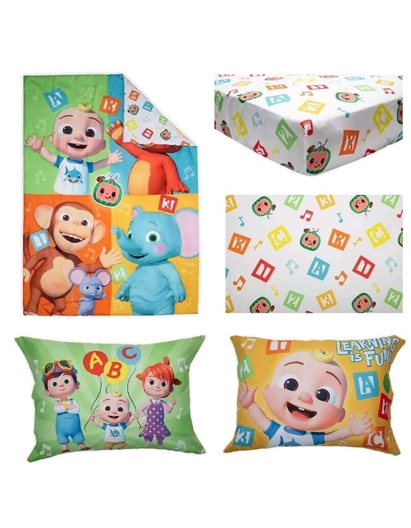 Cocomelon 4-Piece Toddler Bedding Set Sheets Bedspread Pillowcase New 5