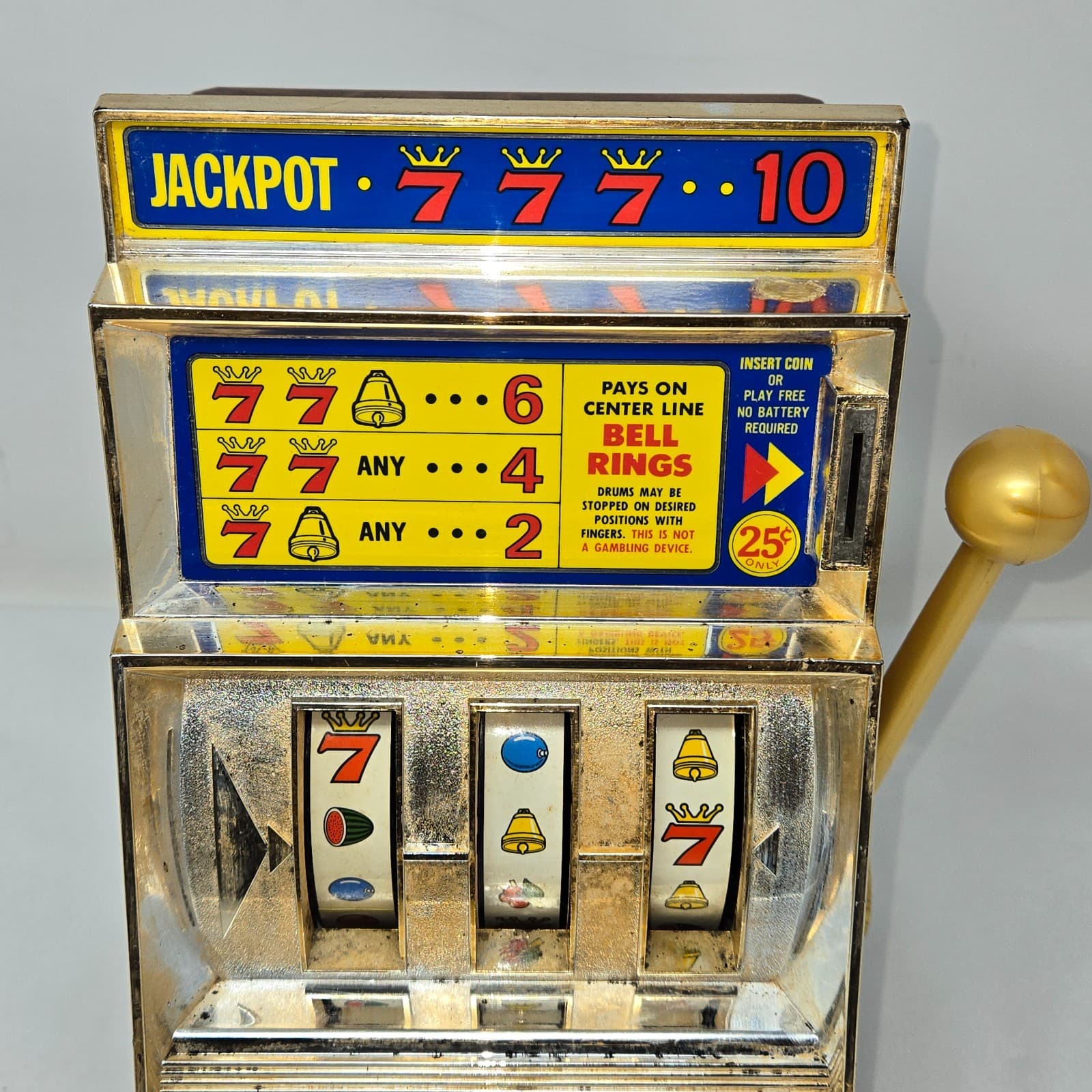 VINTAGE WACO CASINO SEVEN 777 TOY SLOT MACHINE BANK MADE IN JAPAN WORKS 3