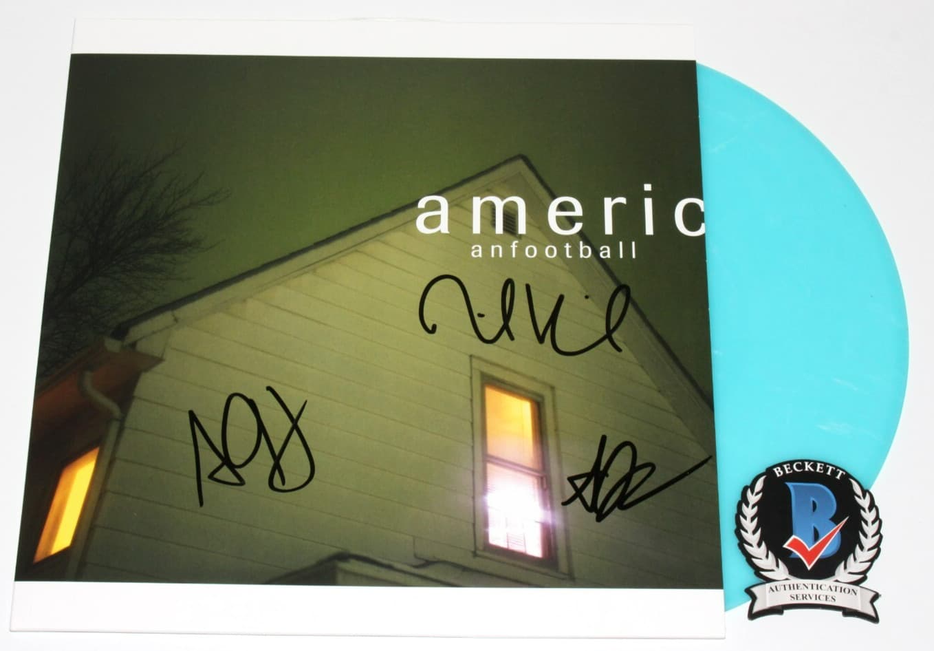 AMERICAN FOOTBALL SIGNED 1999 VINYL RECORD ALBUM LP BECKETT COA MIKE KINSELLA X3