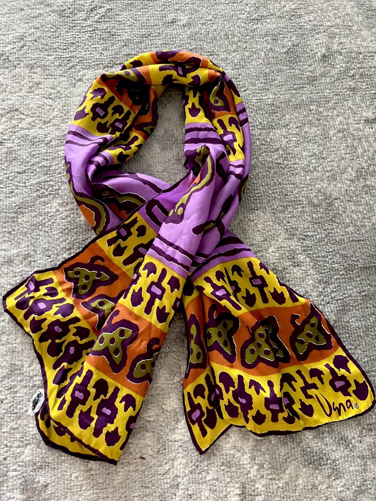 Vintage 1960’s - 70s VERA Neumann Abstract Silk Designer Scarf - 44”x 14” Mod