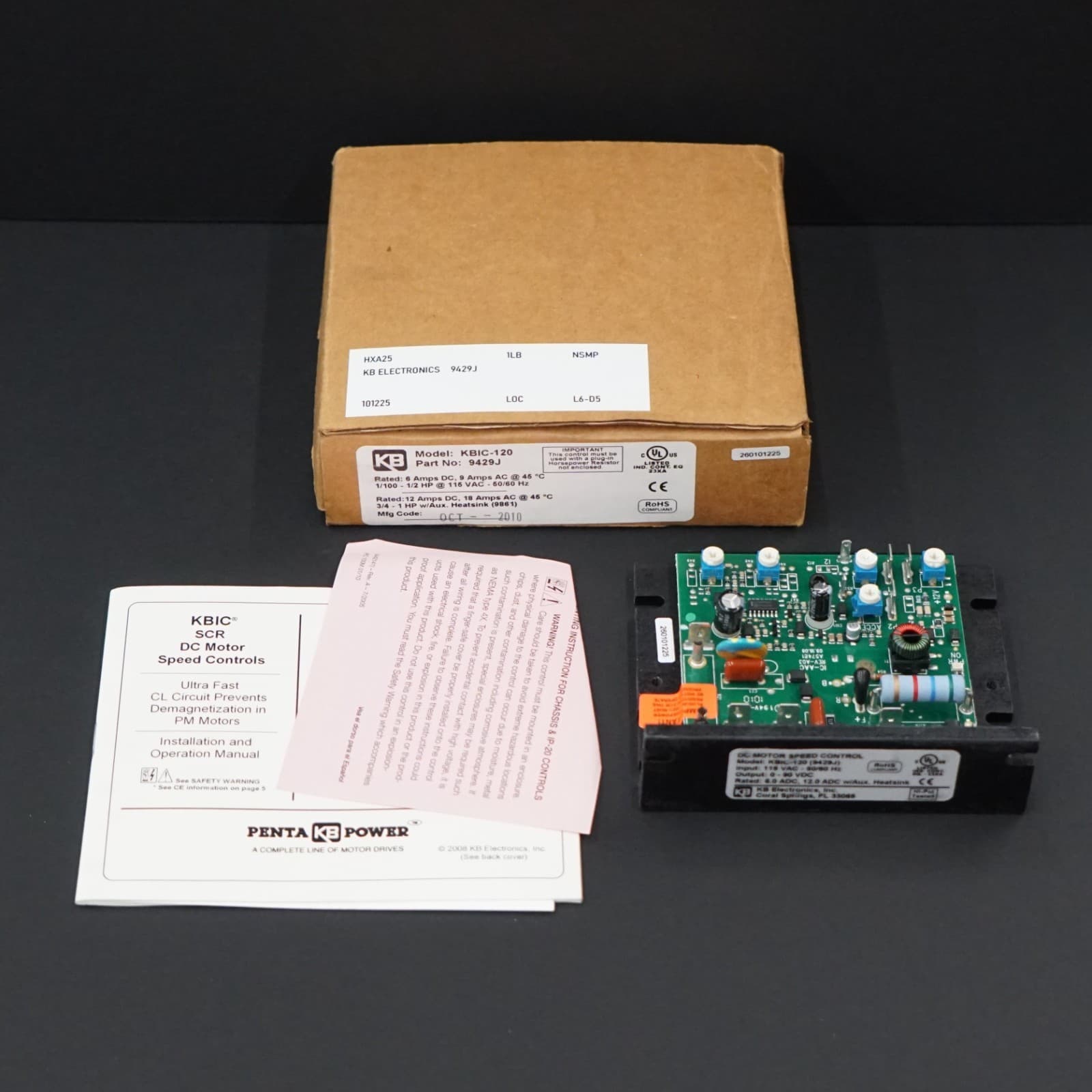 KB Electronics KBIC-120 SCR DC Motor Speed Control 9429J