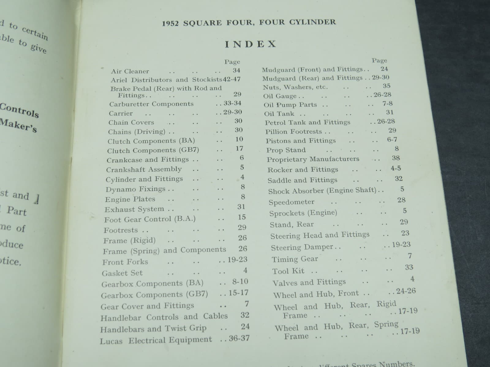 1952 &Provisional 1953 Ariel Square 4 Model Motorcycle Illustrated Parts Manual 2