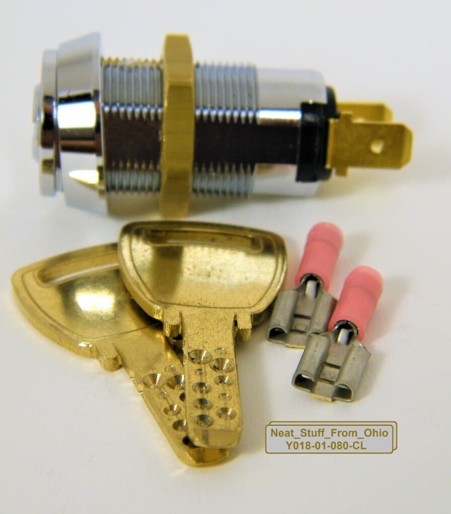 ALARM KEY SWITCH, HIGHER-SECURITY DIMPLE KEY SWITCH, MOMENTARY, SPST 4AMP@125 4