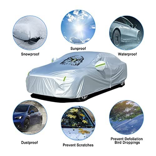  Waterproof Car Cover All Weather Snowproof UV Fit Sedan 200 to 215 inch 3