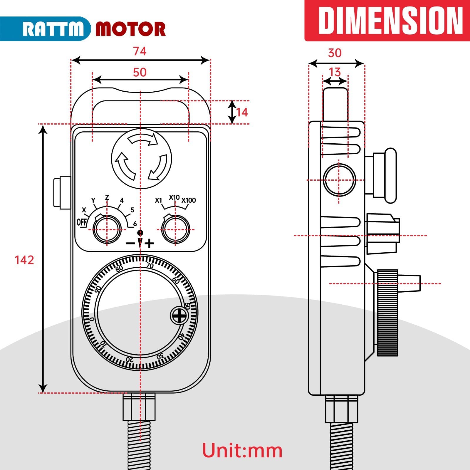 【USA】6 Axis / 4 Axis CNC Handwheel MPG Pendant w/ E-Stop For CNC Router Machine 4
