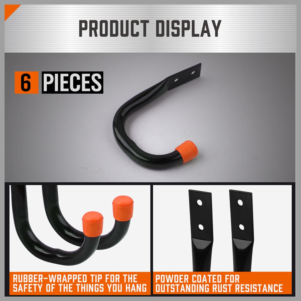 Heavy Duty Storage Hooks Wall Mounted Ladder Garage Bikes Tools Garden Shed 5
