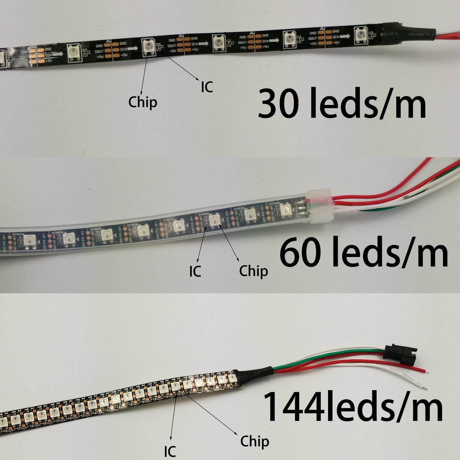 WS2812B 5V 5050 RGB LED Strip 1-5M 30 60 144 150 300 Leds Individual Addressable 6