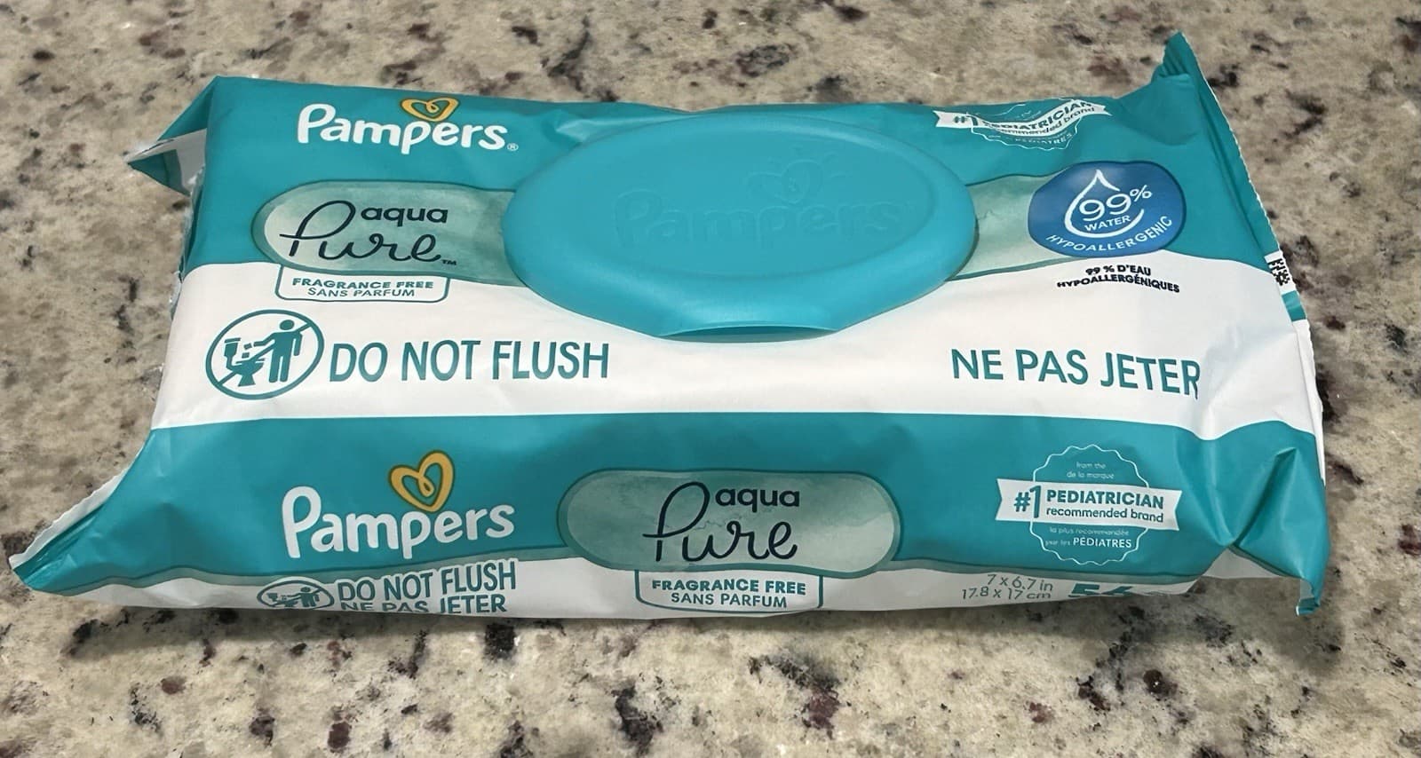 Pampers Aqua Pure 12 Pop-Top Packs Water Baby Wipes - 56 In Each Pack 2