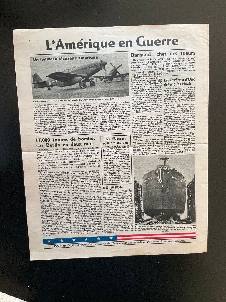 Authentic Original 1944 US Air Force Propaganda Newsletter To The French People 4