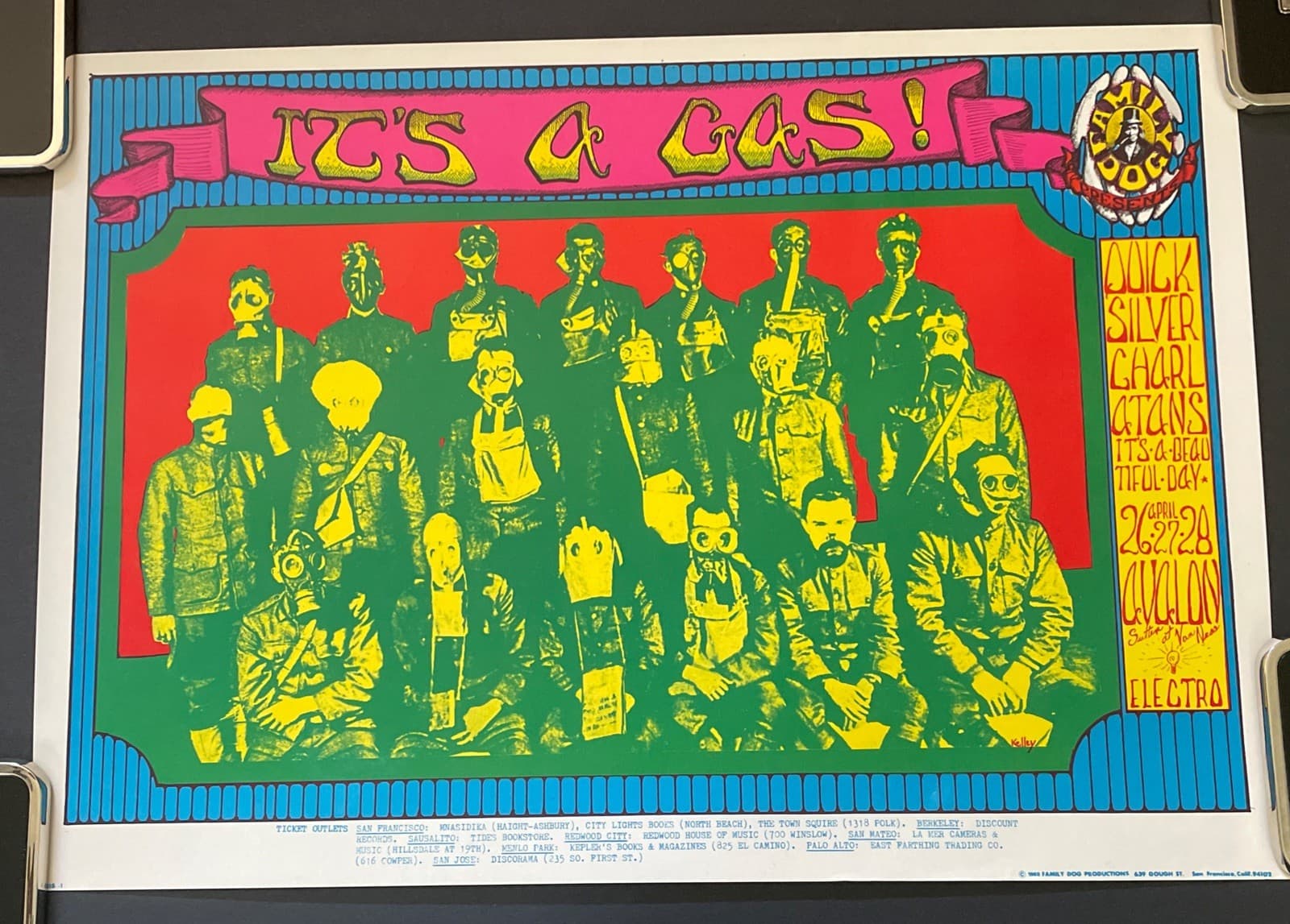 1968 IT’S A GAS Avalon Ballroom Family Dog Poster FD-116-1~Quicksilver Charlatan