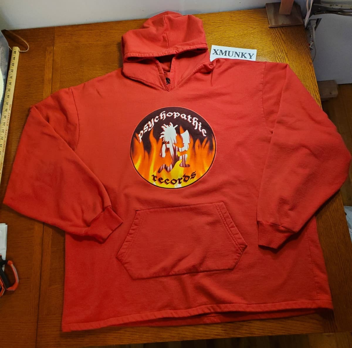 Vtg Psychopathic Records Insane Clown Posse Hoodie XXXL Hatchetman Red Flames 2