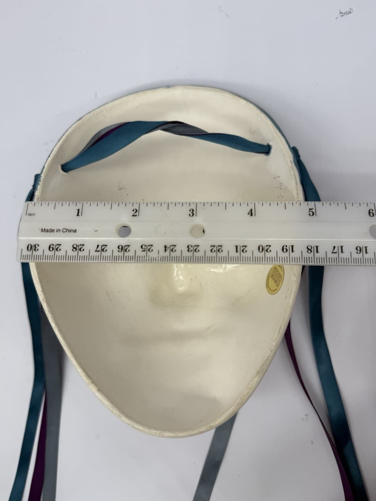 Nielsen's Extraordinary Ceramics Harlequin Face Mask Mardi Gras Clown 7” x 5” 6