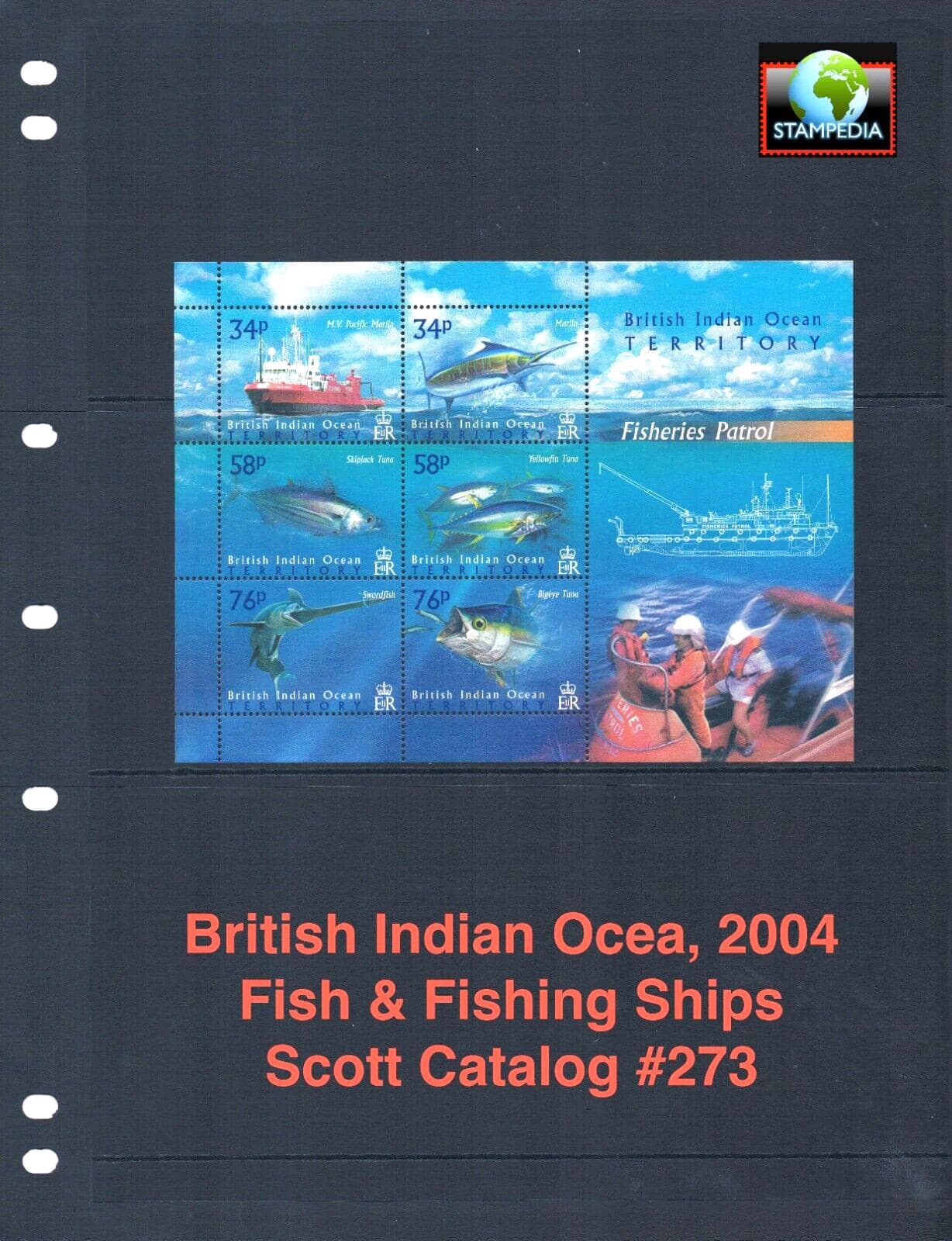 $17.00 Scott Value - 2004 BIOT BR INDIAN OCEAN Fishing s/s CV MNH NH UMM