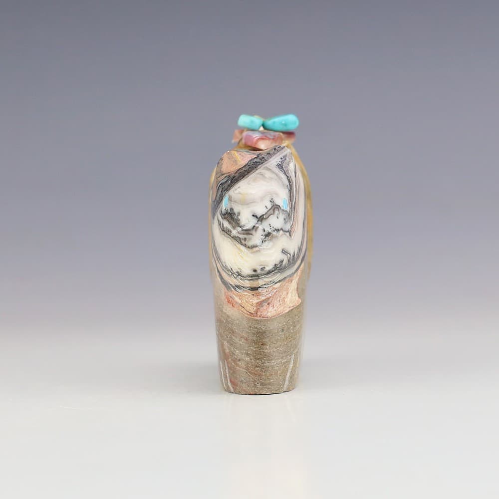 NATIVE AMERICAN ZUNI ZEBRA CALCITE BOBCAT FETISH BY LELAND BOONE & DAPHNE QUAM 4