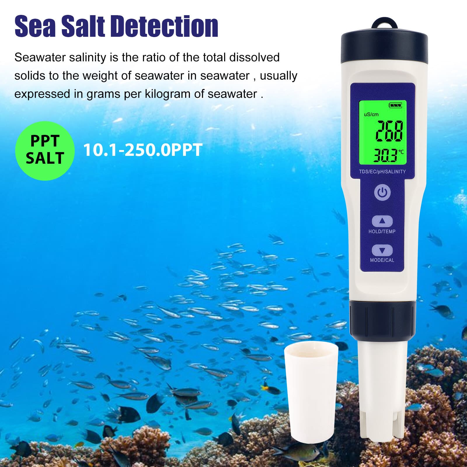 5 In 1 Digital PH/TDS/EC/Salinity/Temperature Water Quality Tester Meter Tool US 6